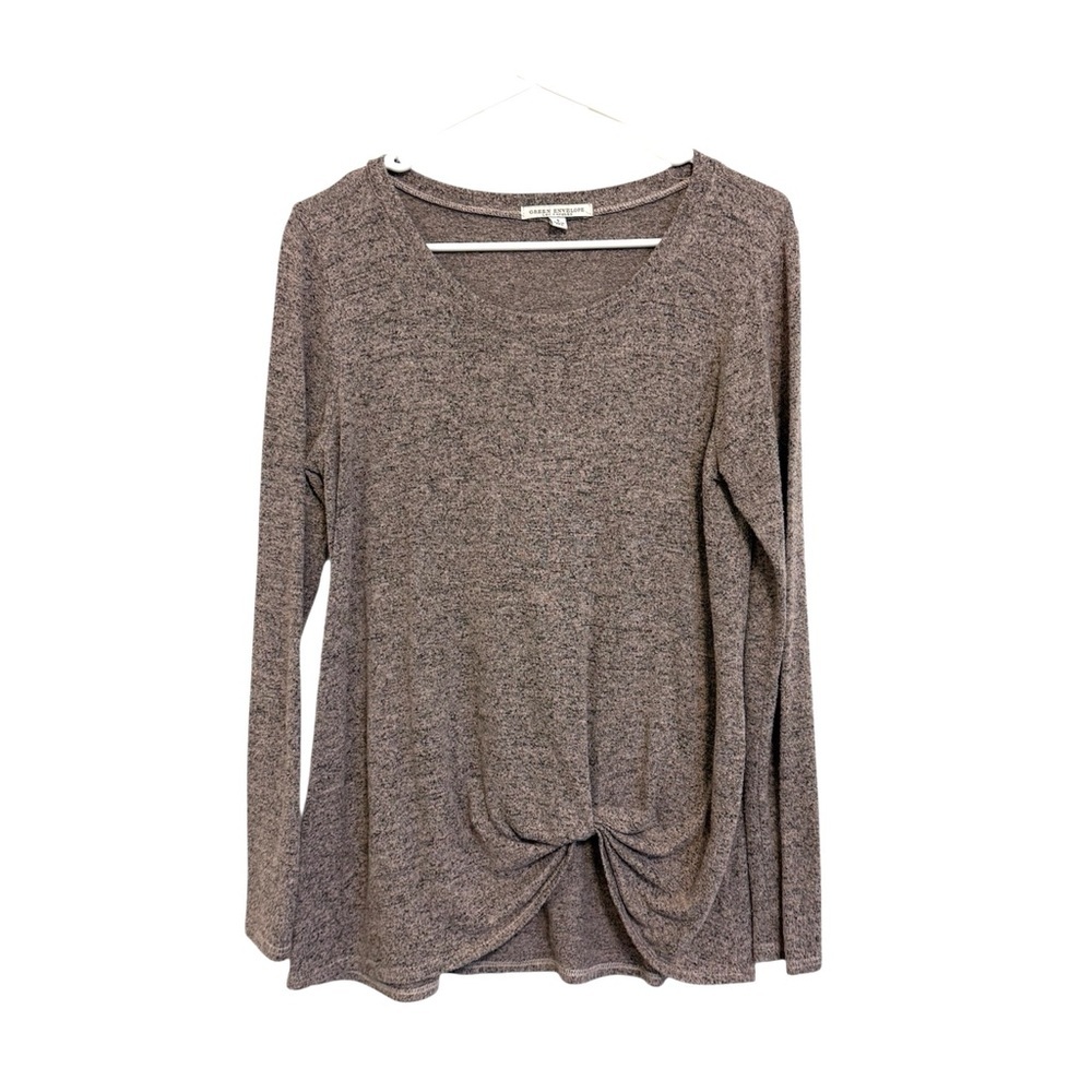2/$30 Green Envelope Los Angeles Pinkish Taupe Brown Front Twist Knit Top Small